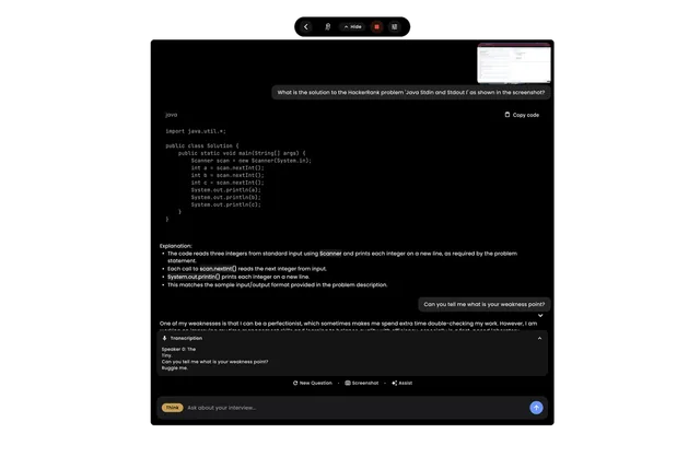 InterviewMan assistant overlay