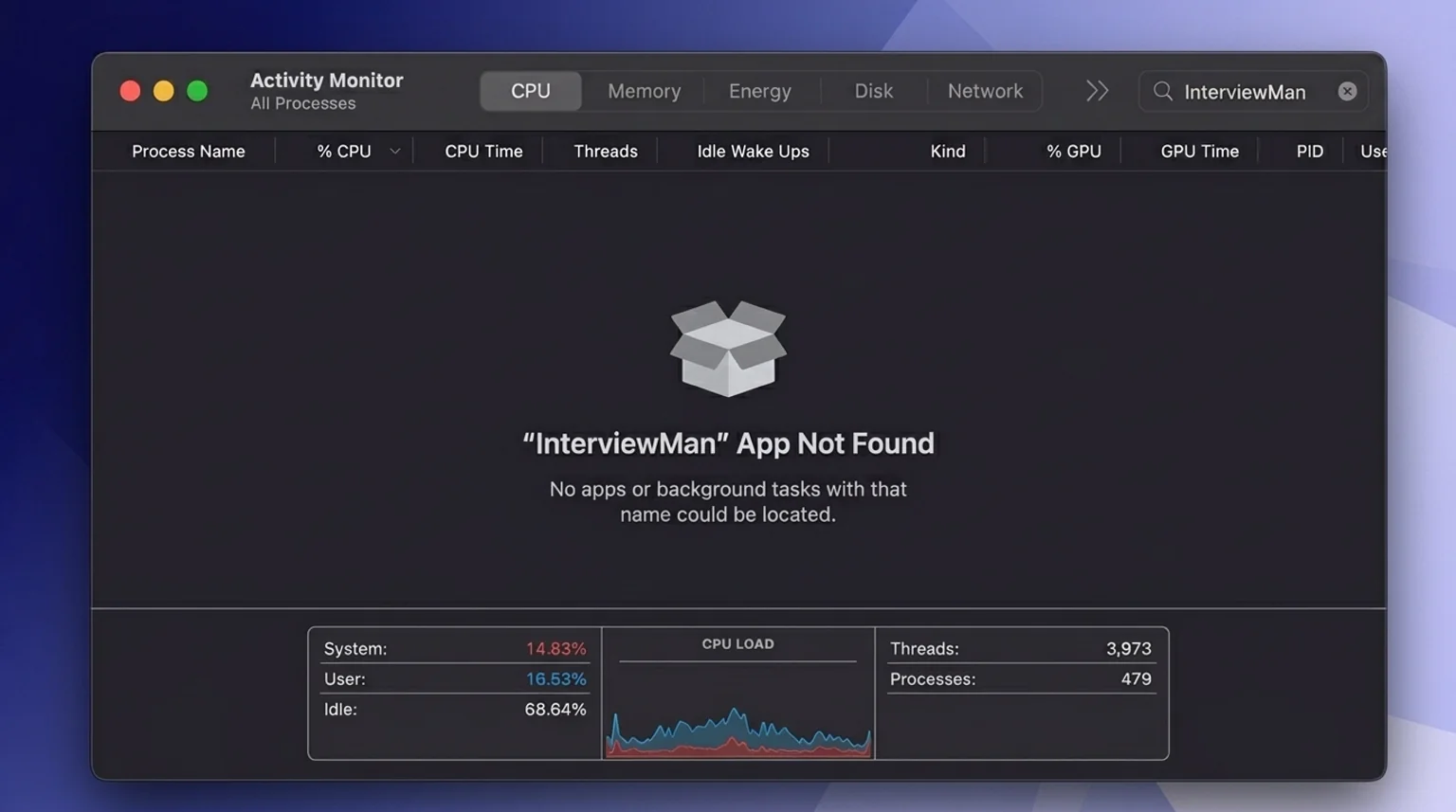 Invisible in Activity Monitor